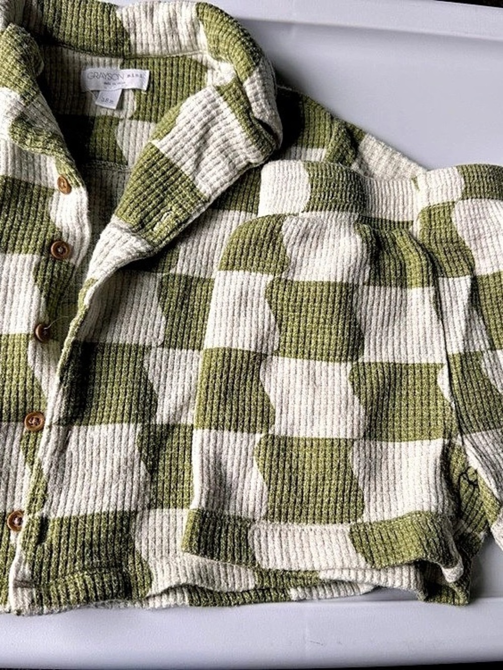 GRAYSON mini Checkered Matching Set in Green & Cream Size 18M Like New